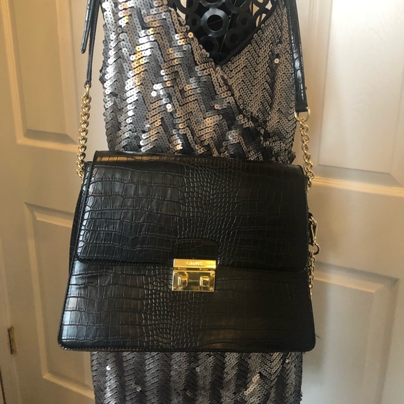 Calvin Klein Crossover Large Bkack Croco - Picture 2 of 8